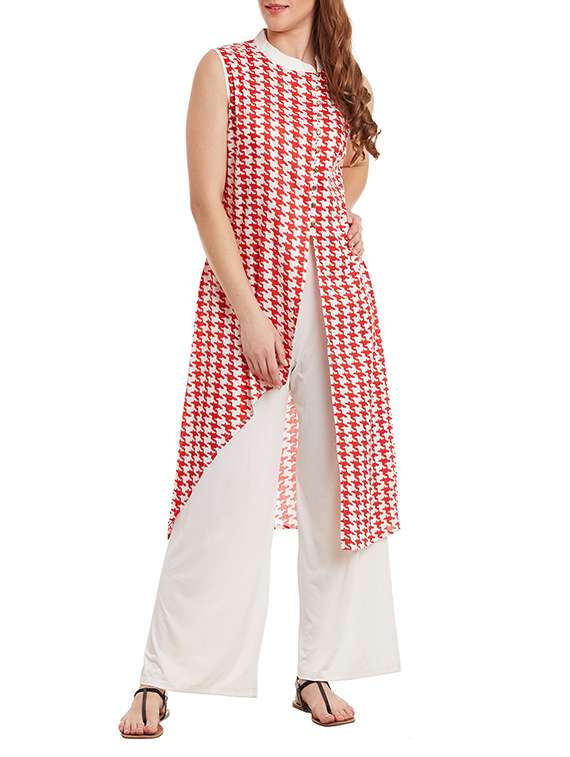 red viscose asymmetric kurta