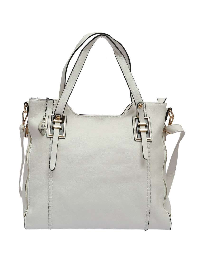 white leatherette handbag