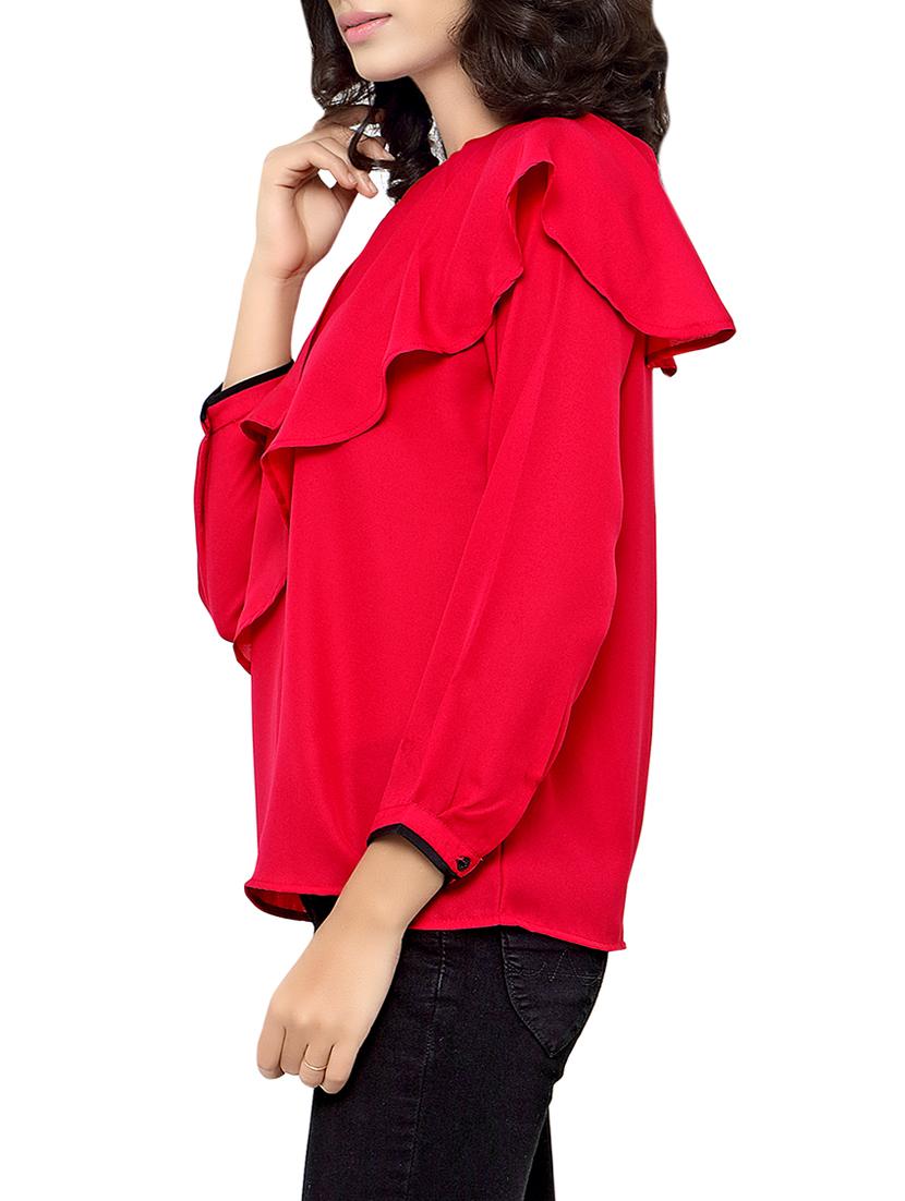 red georgette regular top - 12885592 - Standard Image - 1