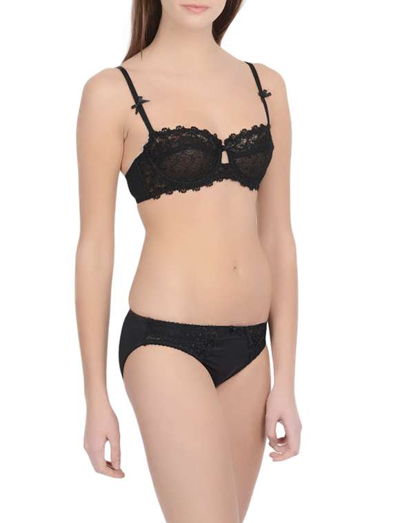black nylon bras and panty set - 12888581 -  Standard Image - 1
