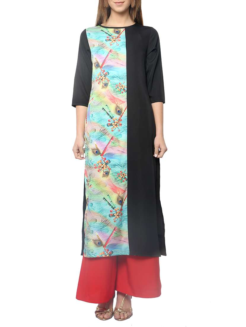 black rayon straight kurta