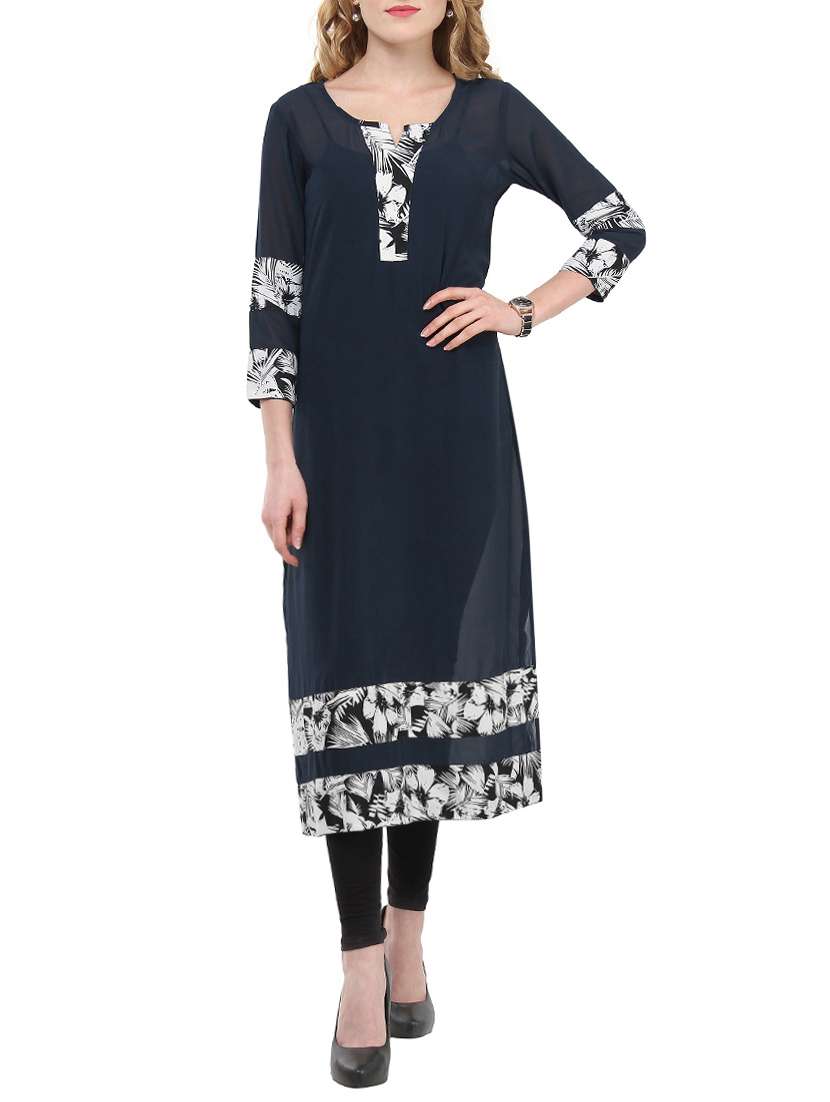 blue georgette straight kurta