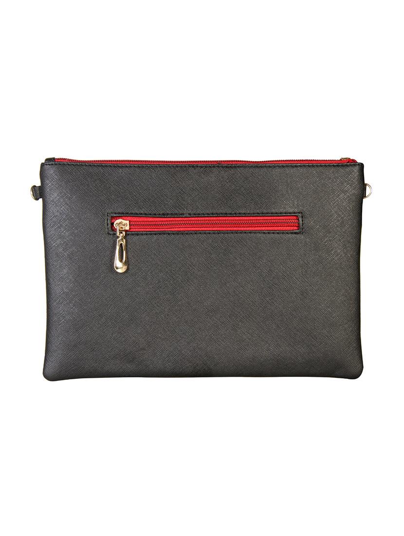 black leatherette clutch - 12906270 -  Standard Image - 1