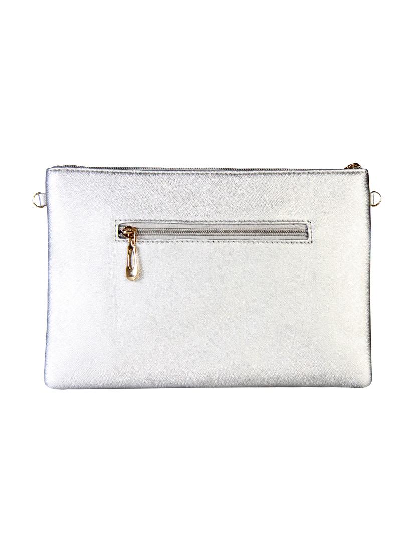 silver leatherette clutch - 12906274 - Standard Image - 1