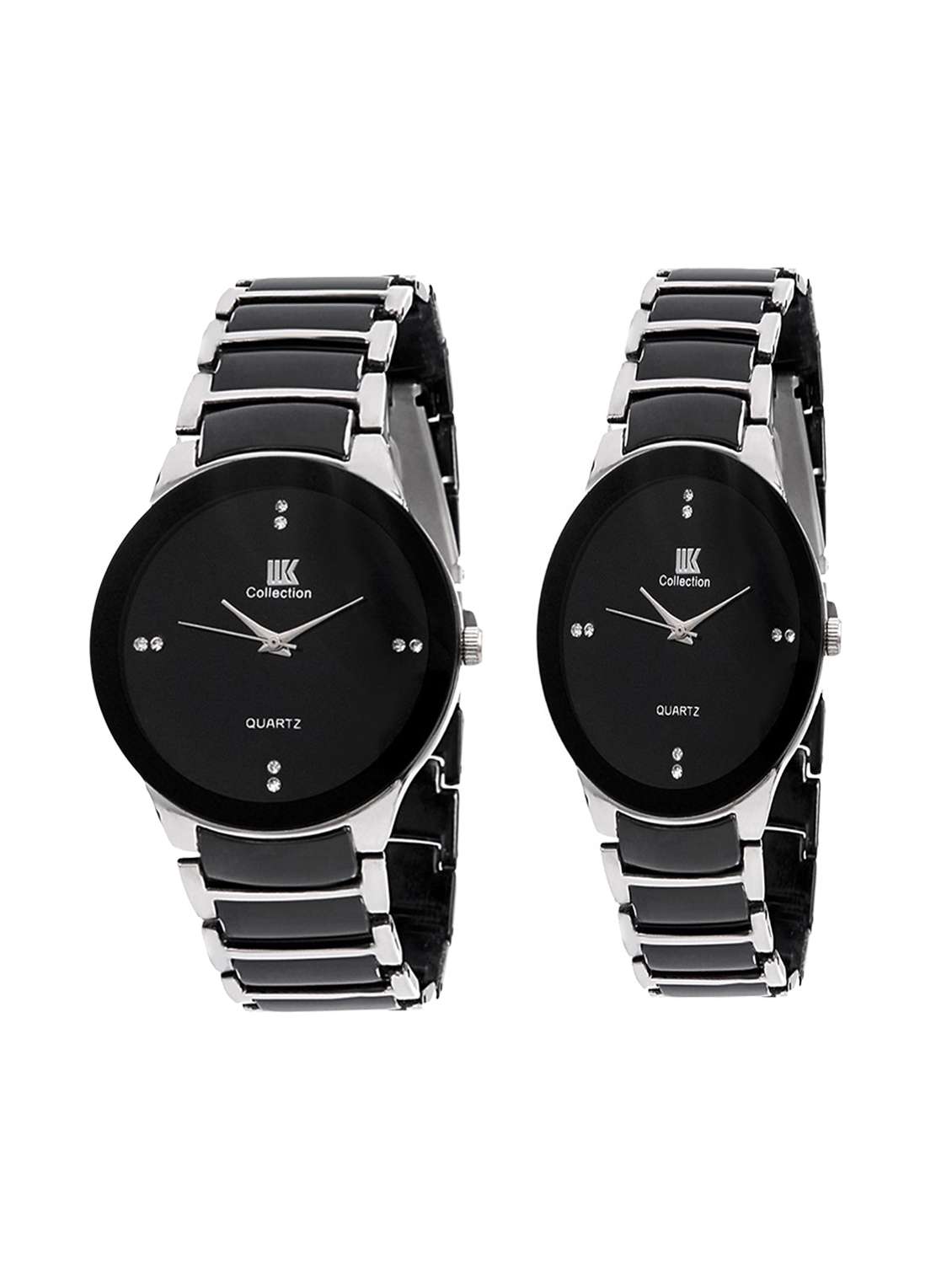 stainless steel round dail couple watch