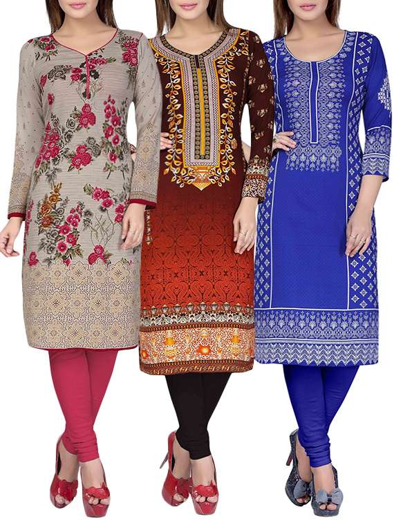 multi colored synthetic combos kurta