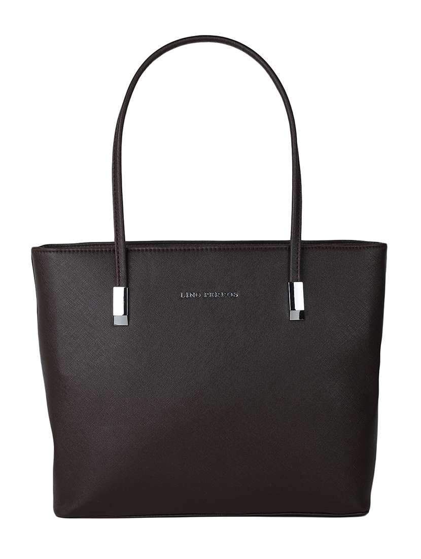 dark brown leatherette handbag