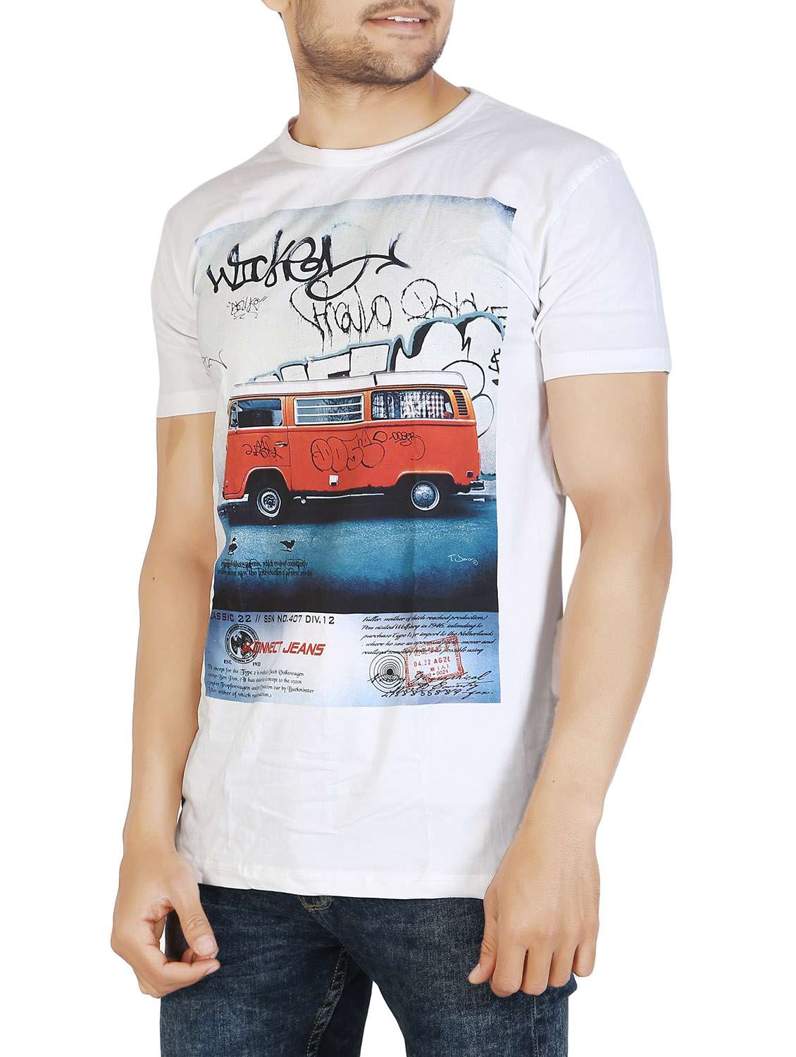 white cotton graphic t-shirt - 12910911 -  Standard Image - 1
