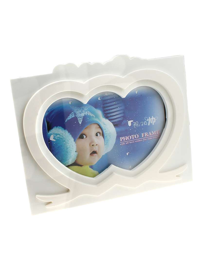 golden peacock white colour heart shaped photo frame