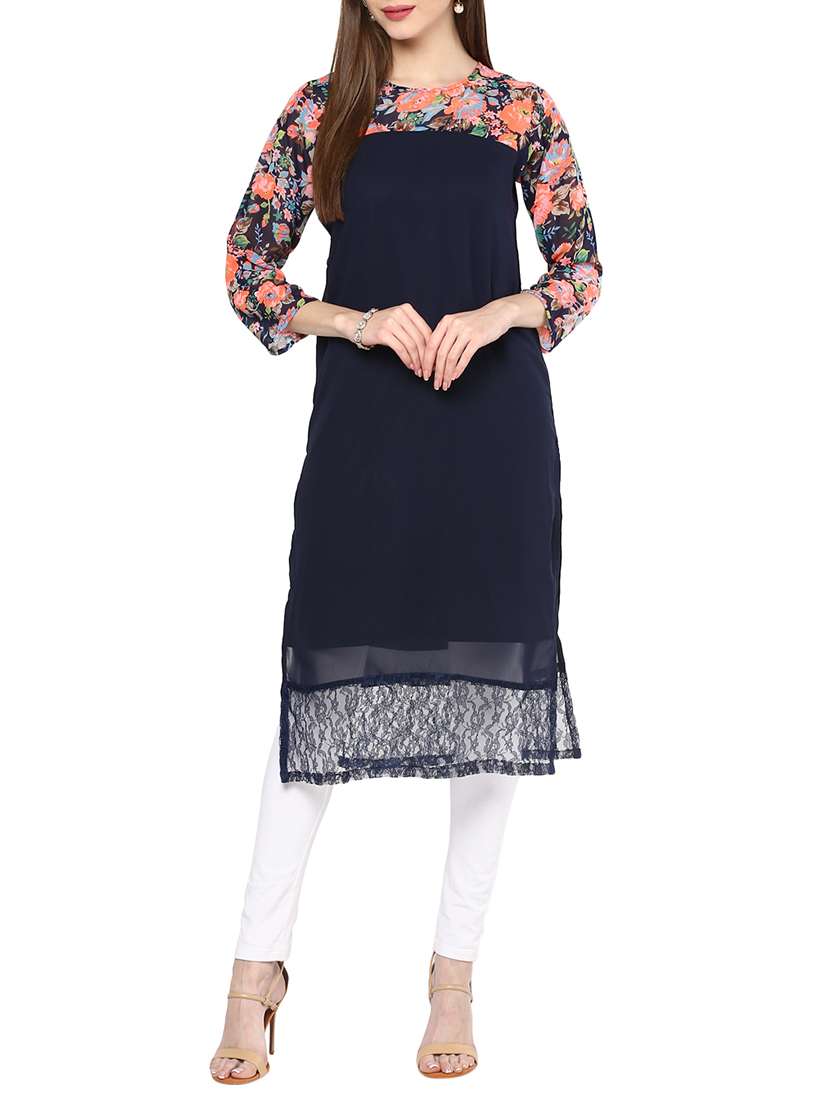 floral yoke straight kurta