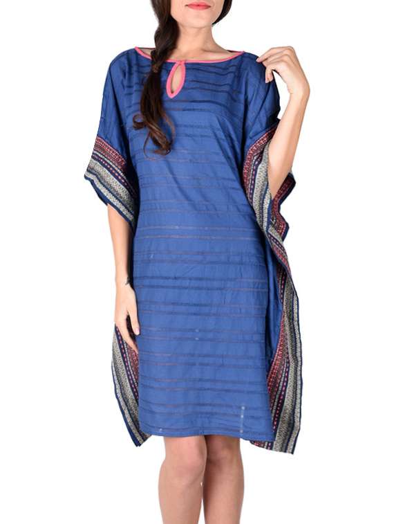 blue printed kaftan dress 