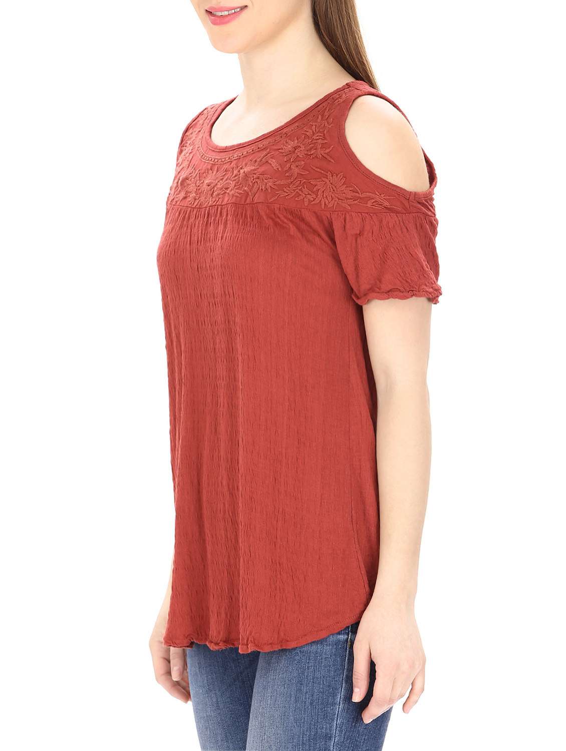 rusted embroidered cotton top - 12920914 -  Standard Image - 1
