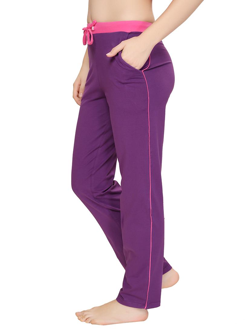 purple cotton track pants - 12923942 - Standard Image - 1