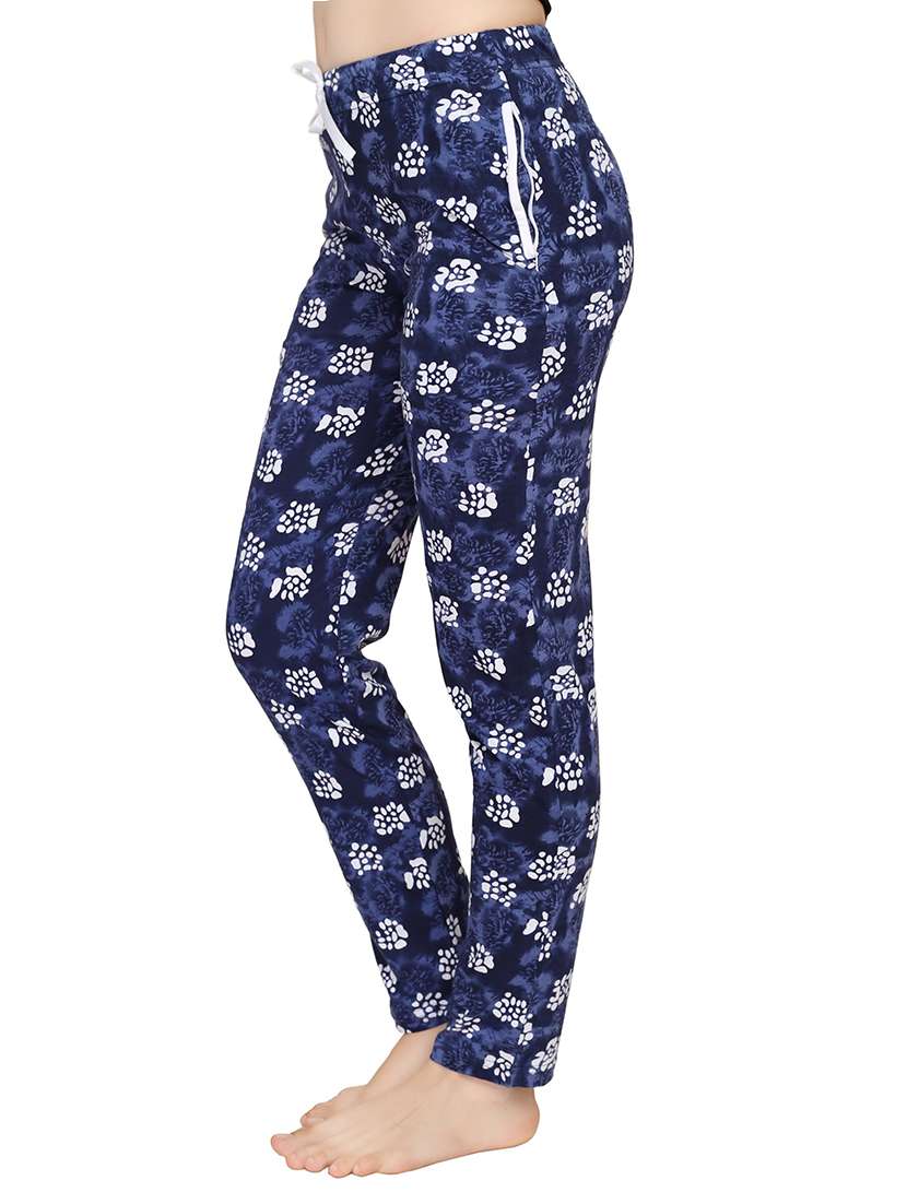 navy blue printed cotton track pant - 12923946 -  Standard Image - 1