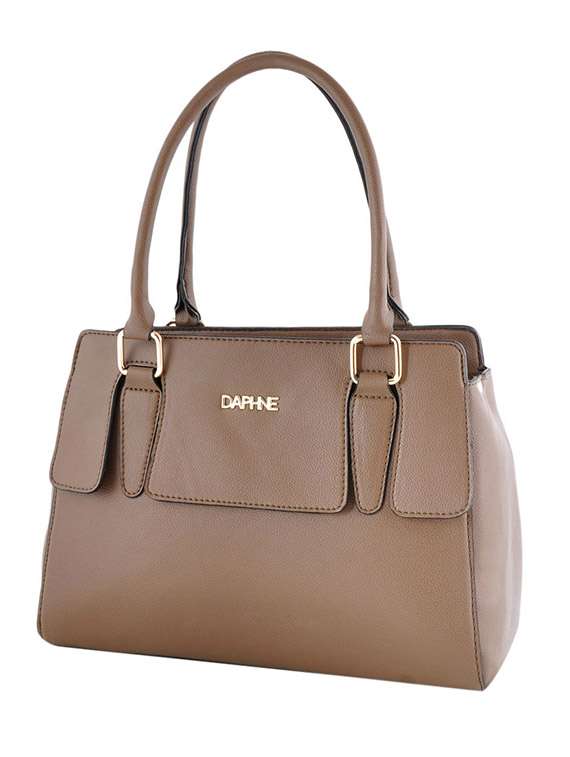 brown leatherette handbag