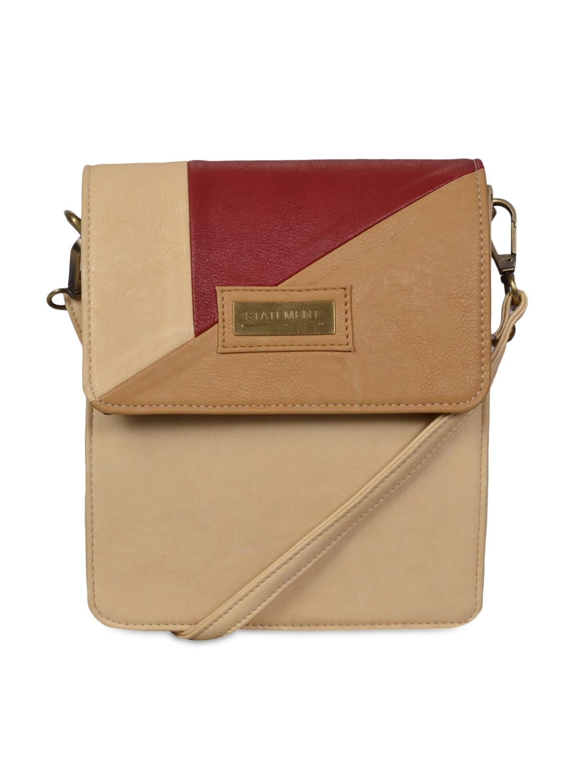 Beige Leatherette Sling Bag - By