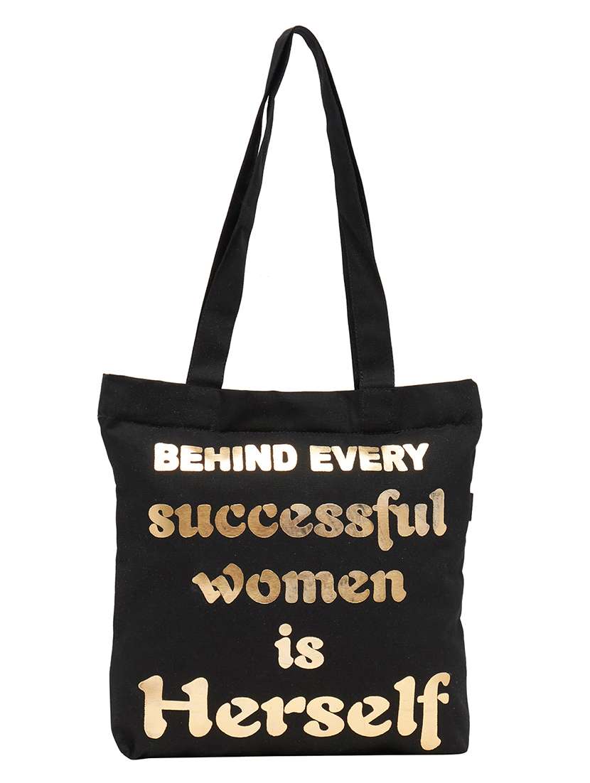 black canvas printed tote