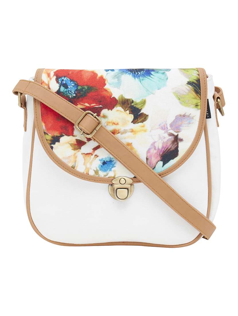 white canvas messenger sling bag