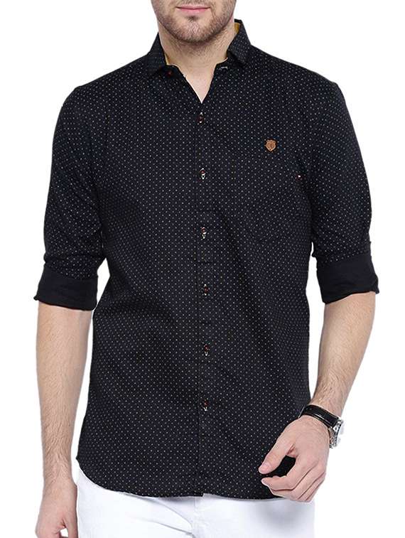 black cotton printed casual shirt