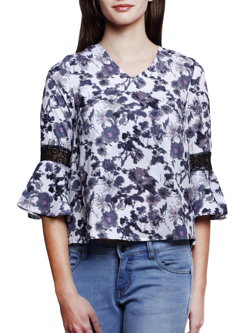 lace trim flute sleeve top