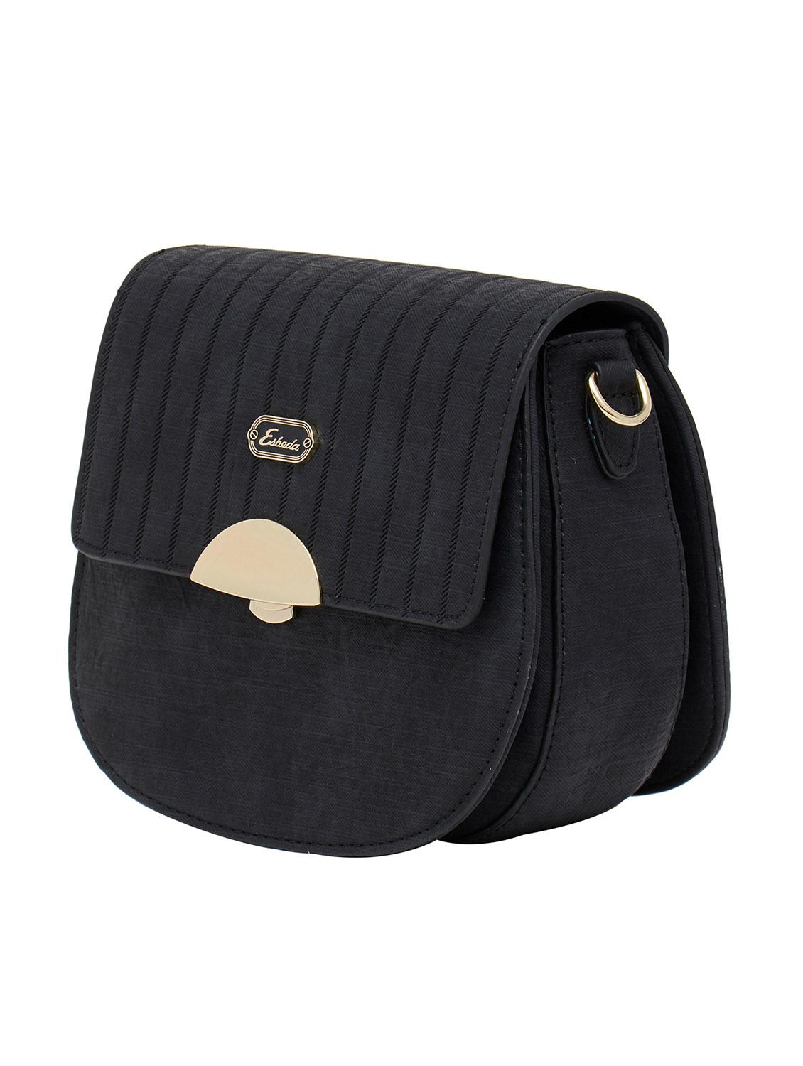 black synthetic leather sling bag - 12929468 - Standard Image - 4