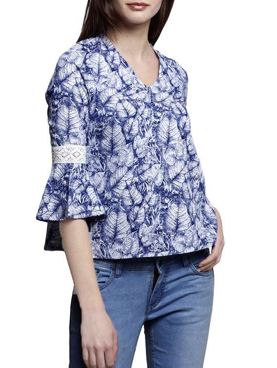 leaf print lace print top