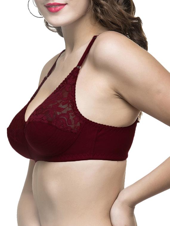 maroon hosery regular bra - 12932110 - Standard Image - 1
