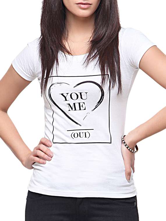 white printed cotton regular tee