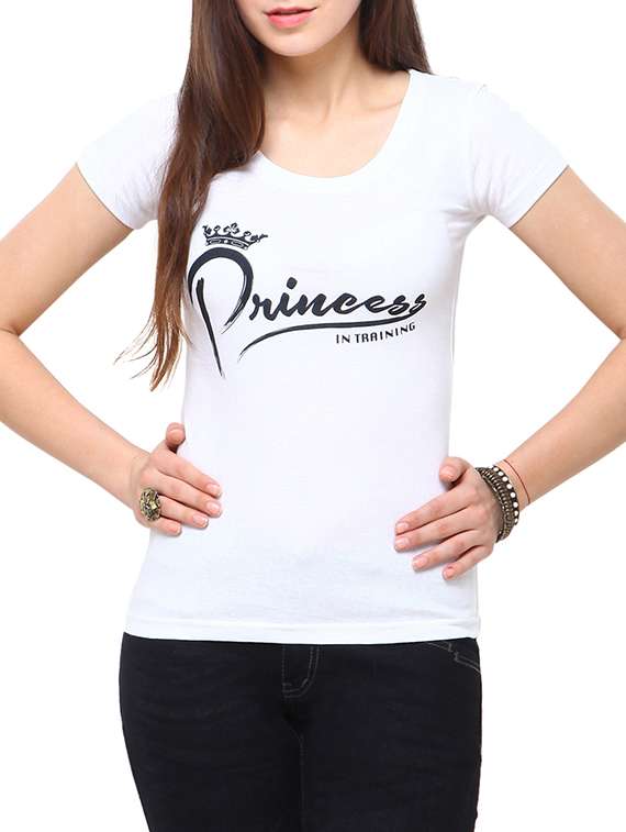 white printed cotton regular tee