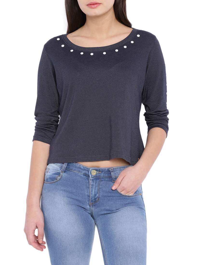 women's straight round neck top
