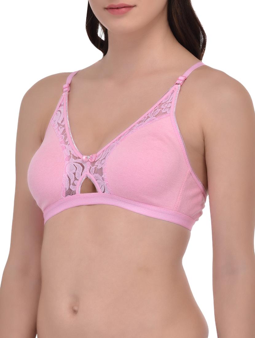 pink cotton regular bra - 12933901 -  Standard Image - 1