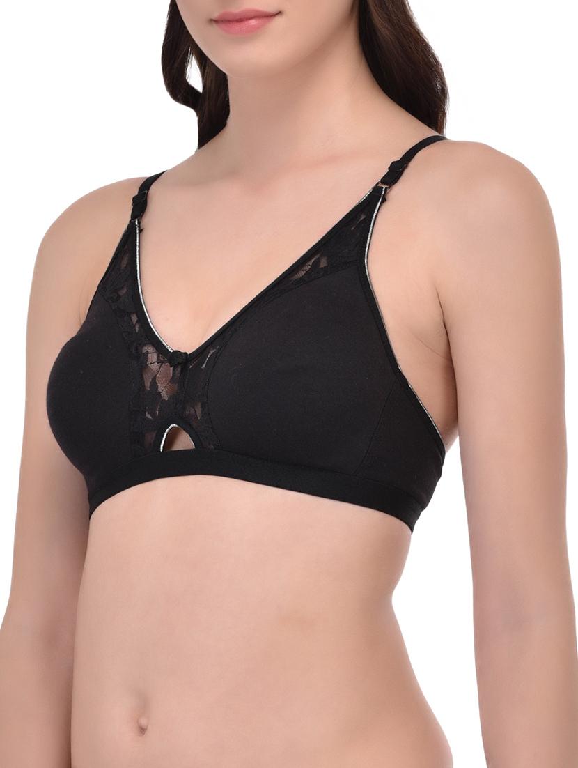 black cotton regular bra - 12933902 -  Standard Image - 1