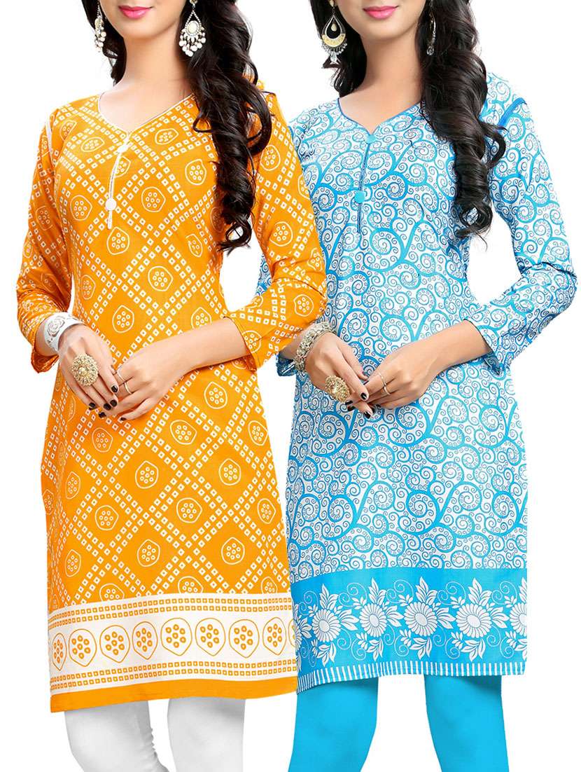 multi colored cotton combos kurta