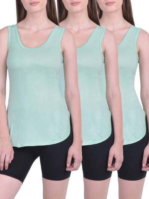 set of 3 sea green cotton camisoles - 12940340 - Standard Image - 0