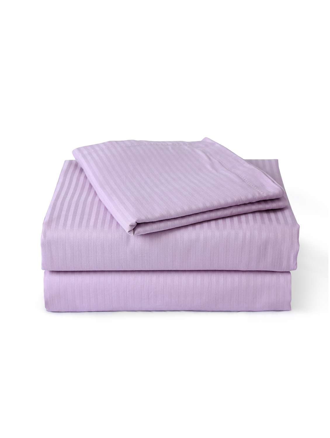 king size self stripe cotton satin purple bed sheet set of 3