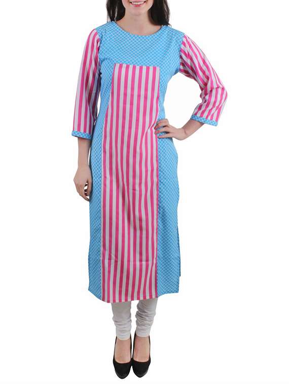 pink crepe long kurta