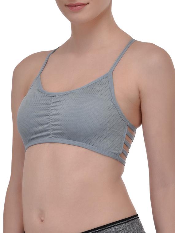 grey nylon sports bra - 12944515 - Standard Image - 1