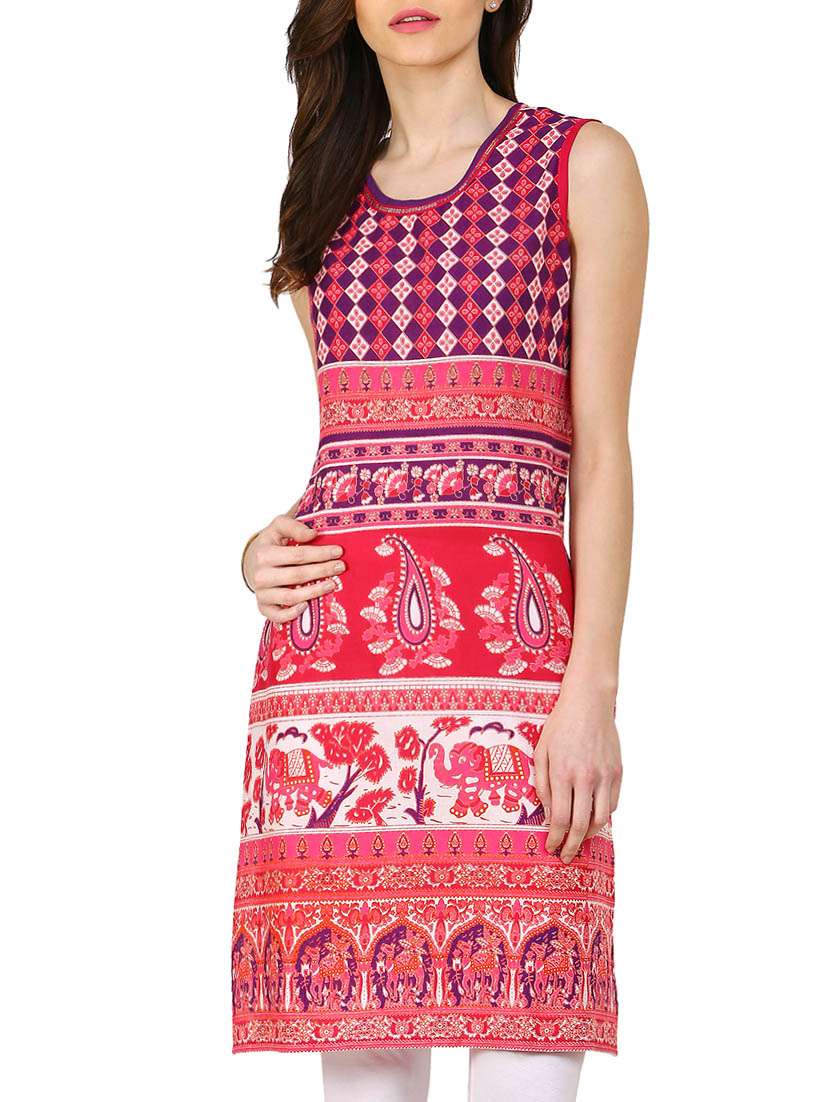 pink cotton printed kurta