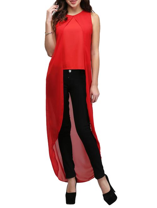 round neck high low tunic - 12950158 -  Standard Image - 0