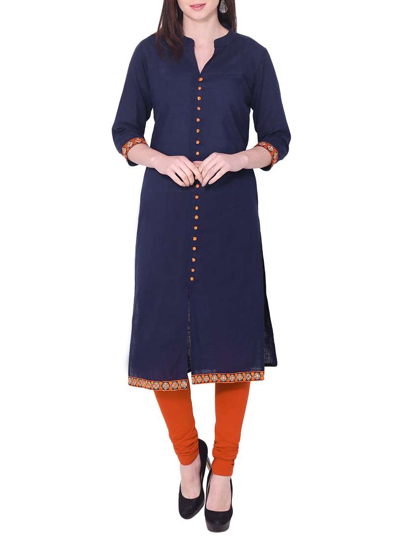 straight solid kurta