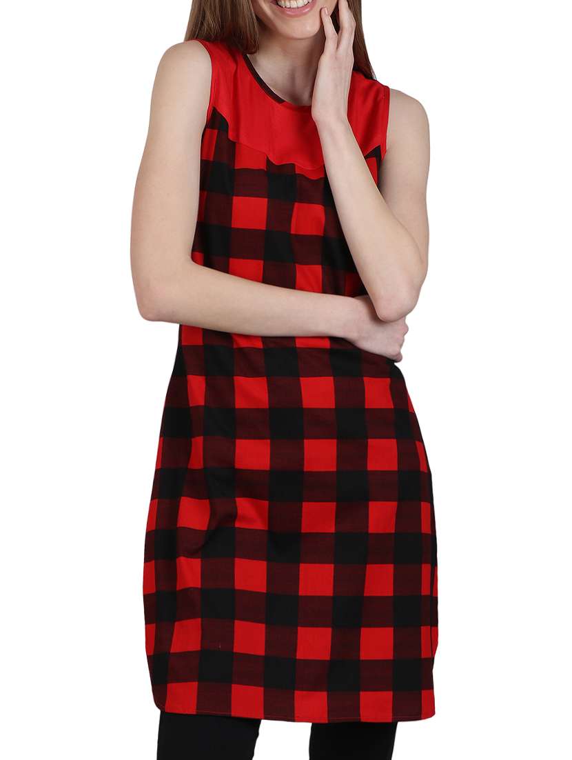 red printed cotton straight  kurta