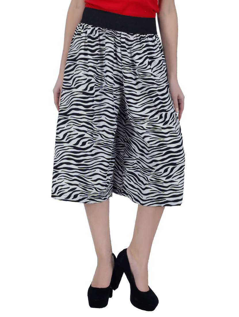 black animal printed crepe culottes