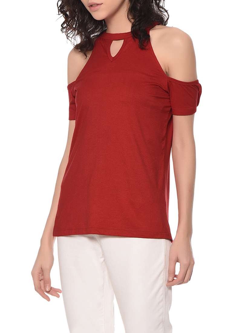 women's straight key hole neck top - 12958168 - Standard Image - 1
