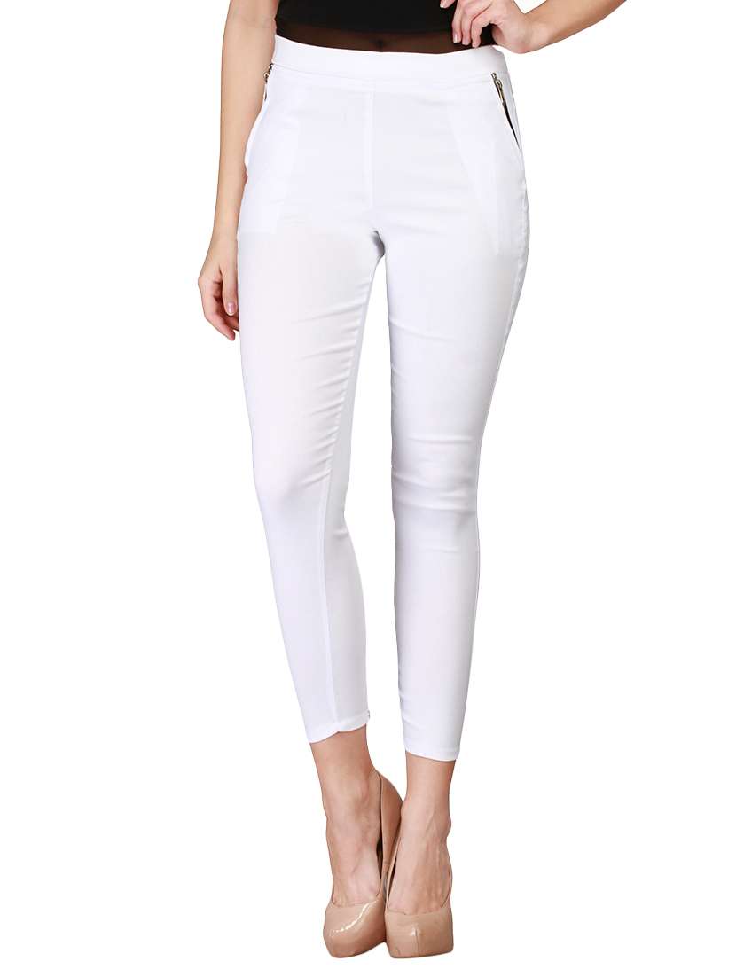 white cotton jeggings