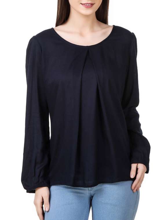 navy blue rayon regular top