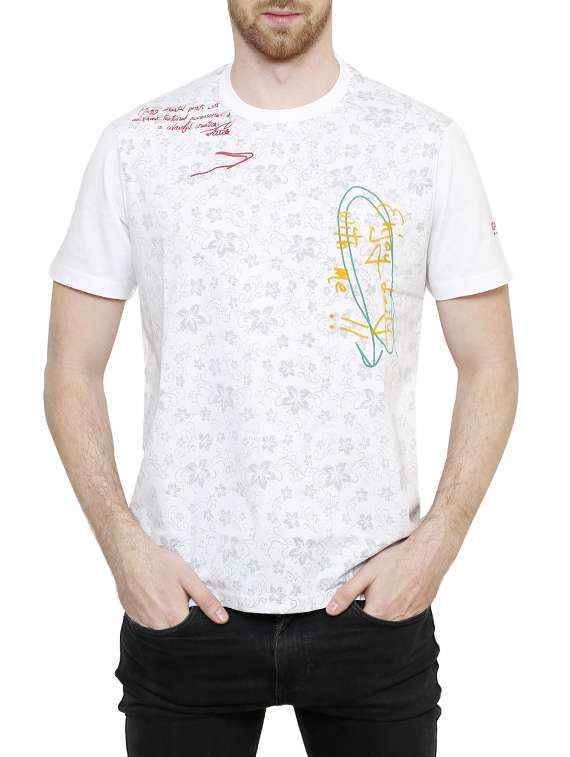 white cotton printed t-shirt