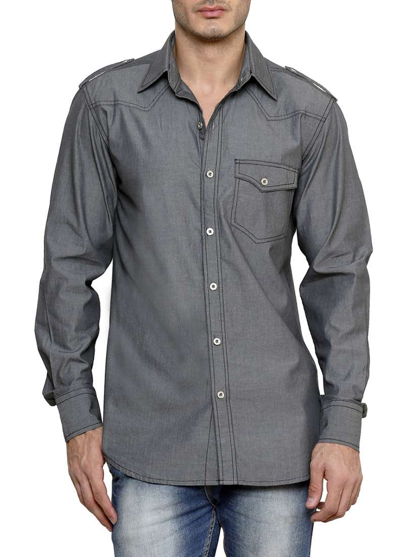 grey solid casual shirt