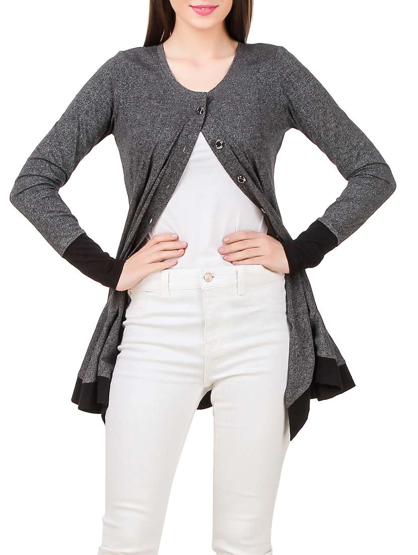 solid grey jersey cardigan