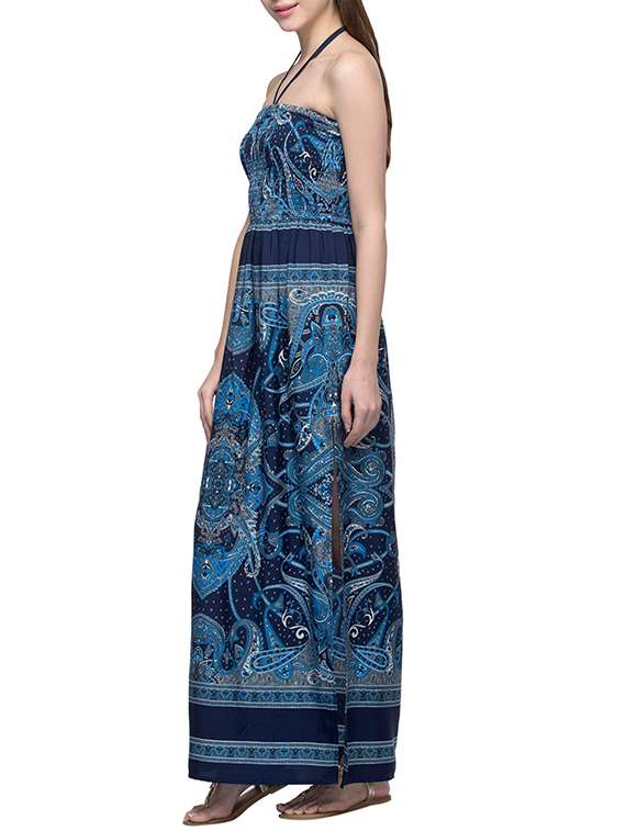 navy blue printed maxi dress - 12970479 -  Standard Image - 1