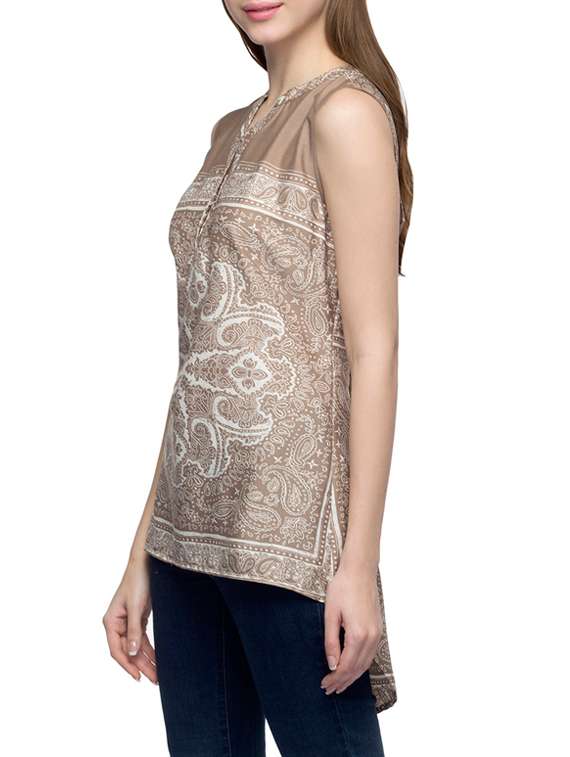 brown printed regular top - 12970566 - Standard Image - 1